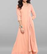 Janasya Peach printed crepe kurtis