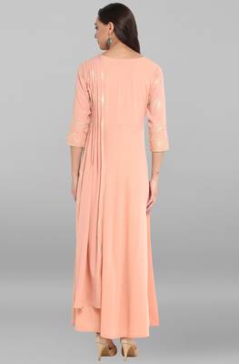 Janasya Peach printed crepe kurtis 5