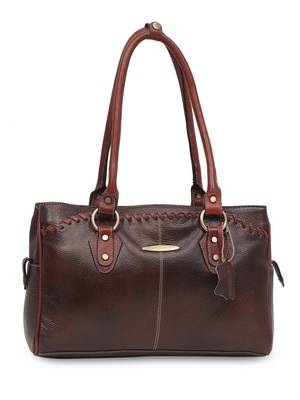 Genuine Multipurpose Leather Handbags For Ladies Cum Shoulder Bag (Pure Leather Bag) (Brown) 1