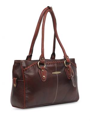 Genuine Multipurpose Leather Handbags For Ladies Cum Shoulder Bag (Pure Leather Bag) (Brown) 2