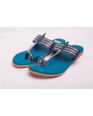 Brown &Navy Blue Jazzy Kolhapuris 1