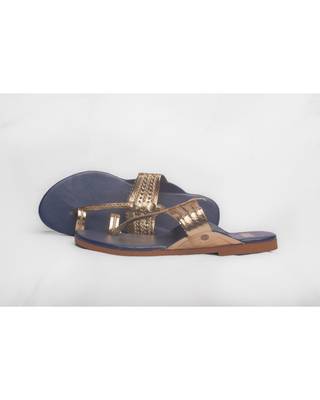 Navy Blue And Golden Kolhapuris 1