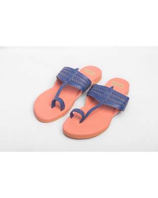 Peach & Navy Blue Kolhapuris 1