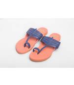Peach & Navy Blue Kolhapuris