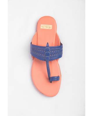 Peach & Navy Blue Kolhapuris 2
