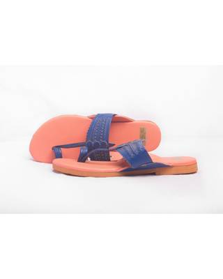 Peach & Navy Blue Kolhapuris 3