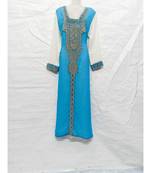 Blue Georgette Embroidered Zari Work Islamic Kaftan