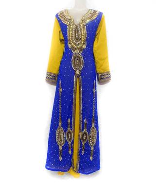Blue Georgette Embroidered Zari Work Islamic Kaftan 1
