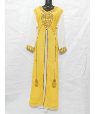 Yellow Georgette Embroidered Zari Work Islamic Kaftan 1
