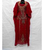Maroon Georgette Embroidered Zari Work Islamic Kaftan