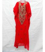 Red Georgette Embroidered Zari Work Islamic Kaftan
