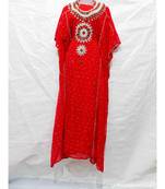 Red Georgette Embroidered Zari Work Islamic Kaftan