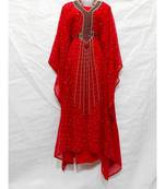 Red Georgette Embroidered Zari Work Islamic Kaftan