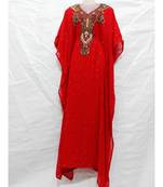 Red Georgette Embroidered Zari Work Islamic Kaftan