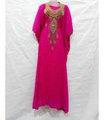 Pink Georgette Embroidered Zari Work Islamic Kaftan