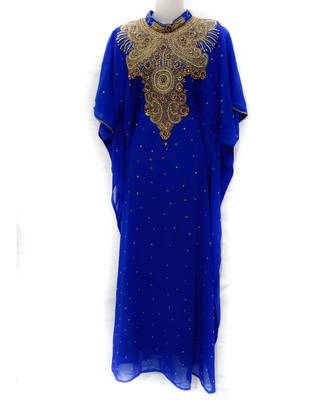 Blue Georgette Embroidered Zari Work Islamic Kaftan 1