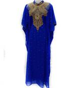 Blue Georgette Embroidered Zari Work Islamic Kaftan