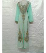 Green Georgette Embroidered Zari Work Islamic Kaftan