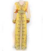 Yellow Georgette Embroidered Zari Work Islamic Kaftan