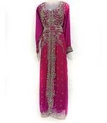 Purple Georgette Embroidered Zari Work Islamic Kaftan