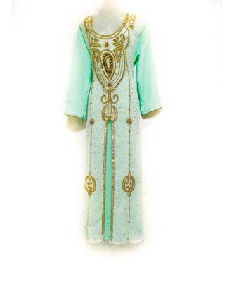 Green Georgette Embroidered Zari Work Islamic Kaftan 1