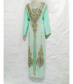 Green Georgette Embroidered Zari Work Islamic Kaftan