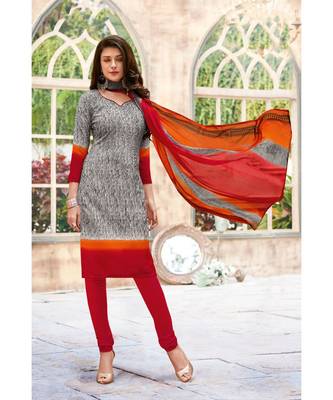 Black printed Crepe unstitched salwar with dupatta 1