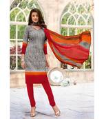 Black printed Crepe unstitched salwar with dupatta