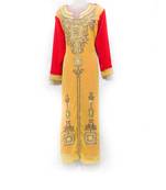 Yellow Georgette Embroidered Zari Work Islamic Kaftan