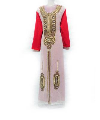Red Georgette Embroidered Zari Work Islamic Kaftan 1