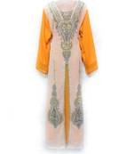 Yellow Georgette Embroidered Zari Work Islamic Kaftan