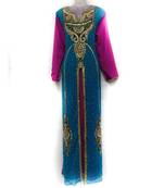 Blue Georgette Embroidered Zari Work Islamic Kaftan