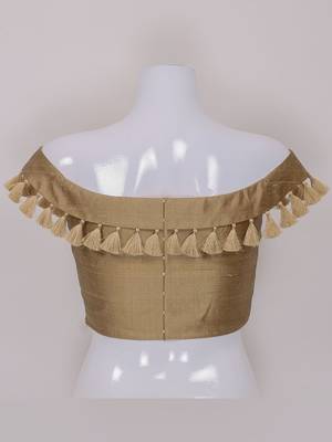 Designer Gold Colour Silk Plain tassels lace Ready Made Blouse 2