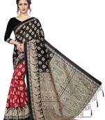Black Printed Art Silk Saree With Blouse