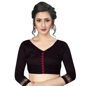 Black Printed Art Silk Saree With Blouse 4