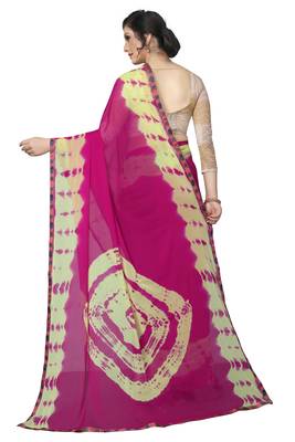 Pink Printed Chiffon Saree With Blouse 2