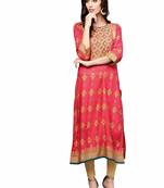 Pink printed rayon party-wear-kurtis