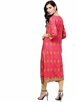 Pink printed rayon party-wear-kurtis 2