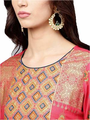 Pink printed rayon party-wear-kurtis 4