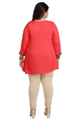 Kurtis  India Rayon Slub Pink lace pattern Plus size Ladies top 4