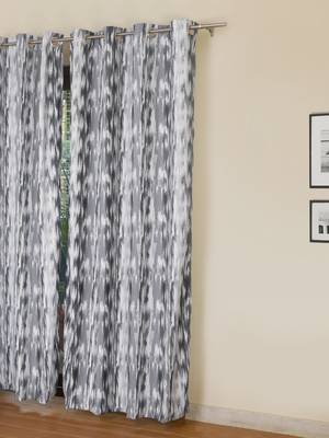 ROSARA HOME Chenille Ikat Grey Printed Curtain 1