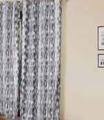 ROSARA HOME Chenille Ikat Grey Printed Curtain
