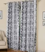 ROSARA HOME Chenille Ikat Grey Printed Set Of 2 Curtains