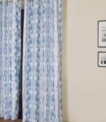 ROSARA HOME Chenille Ikat Blue Printed Curtain