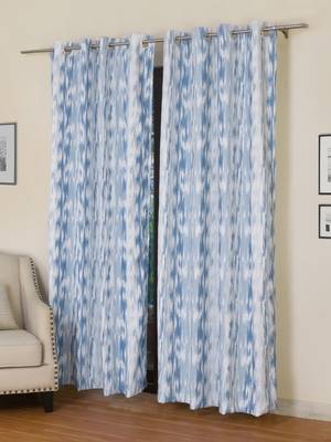 ROSARA HOME Chenille Ikat Blue Printed Curtain 2