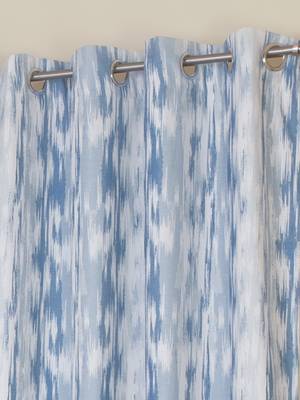 ROSARA HOME Chenille Ikat Blue Printed Curtain 4