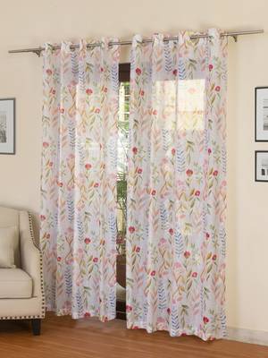 ROSARA HOME Grace Voile Allover Printed Set Of 2 Curtains 1