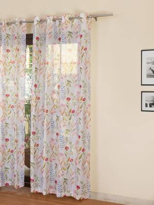 ROSARA HOME Grace Voile Allover Printed Set Of 2 Curtains 2
