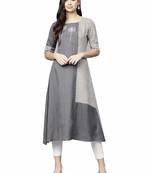 Grey printed cotton party-wear-kurtis
