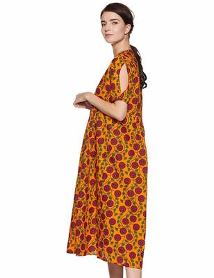 Yellow printed cotton party-wear-kurtis 3